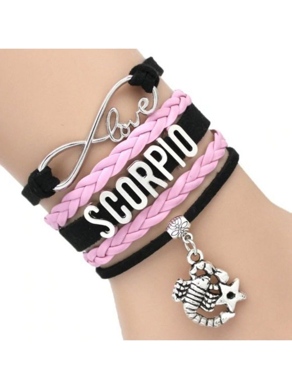 New Black Pink Scorpio Love Wrap Bracelet